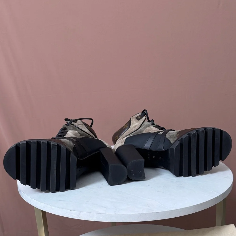 Louis Vuitton Beige and Black Heeled Boots - Picture 4 of 11